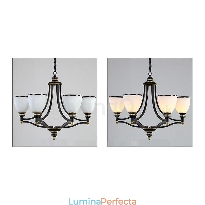Candelabru metalic integrat Rustic Lodge cu 6 lumini