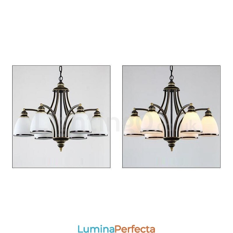 Candelabru metalic integrat Rustic Lodge cu 6 lumini