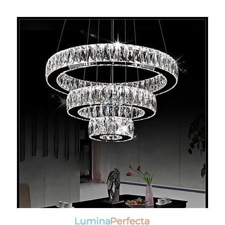Lampă cu pandantiv din cristal Iluminat modern Trei inele D204060 K9 Plafoniere mari din cristal Lampă cu pandantiv din cristal Iluminat modern Trei inele D204060 K9 Plafoniere mari din cristal