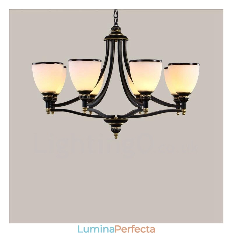 Candelabru metalic integrat Rustic Lodge cu 8 lumini