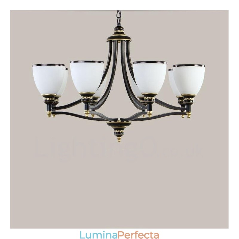 Candelabru metalic integrat Rustic Lodge cu 8 lumini