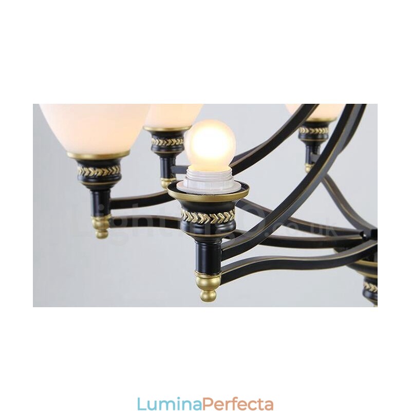 Candelabru metalic integrat Rustic Lodge cu 8 lumini