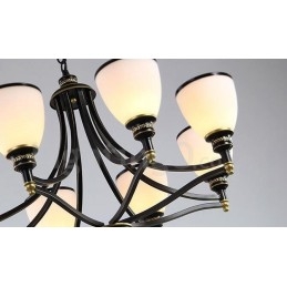 Candelabru metalic integrat Rustic Lodge cu 8 lumini