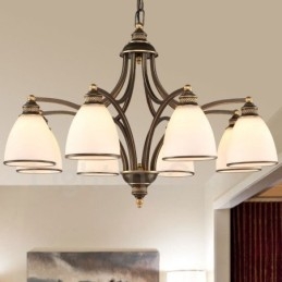 Candelabru metalic integrat Rustic Lodge cu 8 lumini