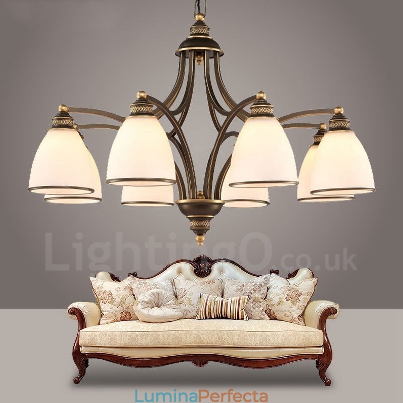 Candelabru metalic integrat Rustic Lodge cu 8 lumini