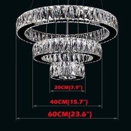 Lampă cu pandantiv din cristal Iluminat modern Trei inele D204060 K9 Plafoniere mari din cristal