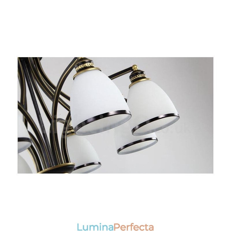Candelabru metalic integrat Rustic Lodge cu 8 lumini