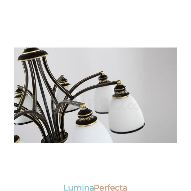Candelabru metalic integrat Rustic Lodge cu 8 lumini