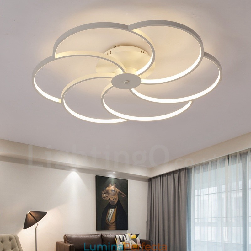 Candelabru metalic integrat modern contemporan cu 6 lumini