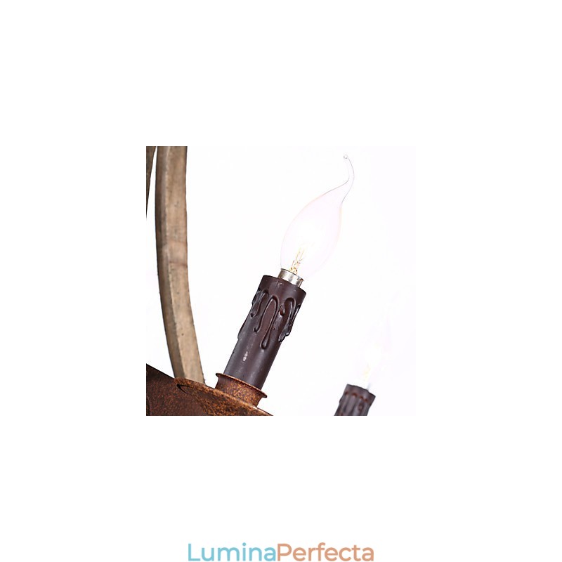 Candelabru vintage american rustic rustic din lemn Winerel candelabru Living and Lamp