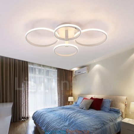 Lumină cu 4 lumini, modernă, contemporană, integrată, din metal Lumină cu 4 lumini, modernă, contemporană, integrată, din metal
