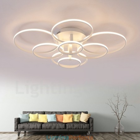 Lumină cu 8 lumini, modernă, contemporană, integrată, din metal Lumină cu 8 lumini, modernă, contemporană, integrată, din metal