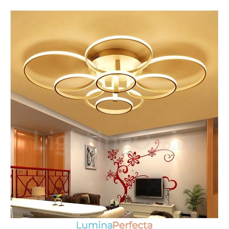 Lumină cu 8 lumini, modernă, contemporană, integrată, din metal