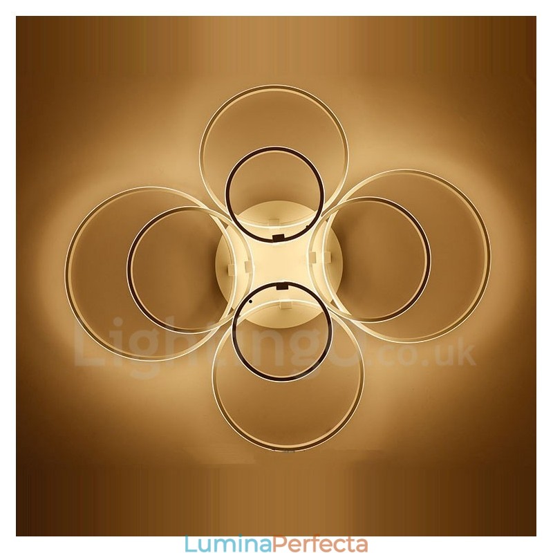 Lumină cu 8 lumini, modernă, contemporană, integrată, din metal