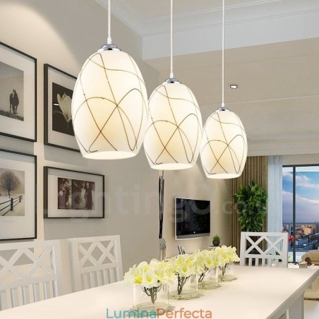 Lampă suspendată din metal, modernă, integrată, cu 3 lumini Lampă suspendată din metal, modernă, integrată, cu 3 lumini