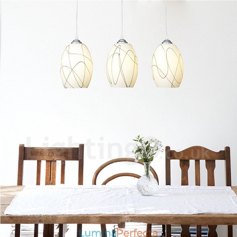 Lampă suspendată din metal, modernă, integrată, cu 3 lumini