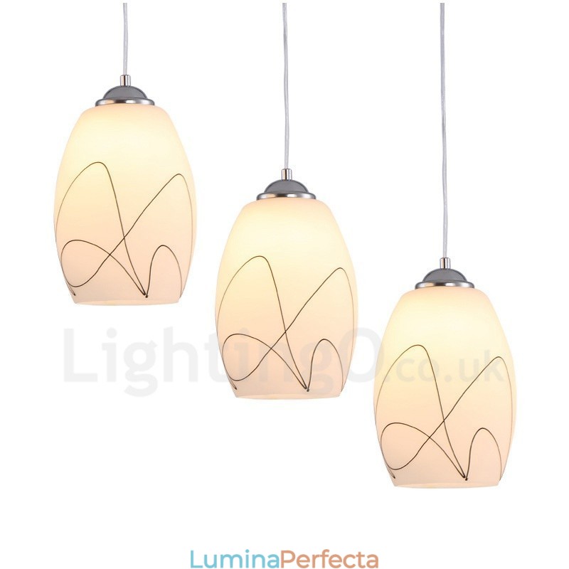 Lampă suspendată din metal, modernă, integrată, cu 3 lumini