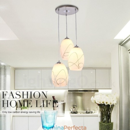 Lampă suspendată din metal, modernă, integrată, cu 3 lumini Lampă suspendată din metal, modernă, integrată, cu 3 lumini