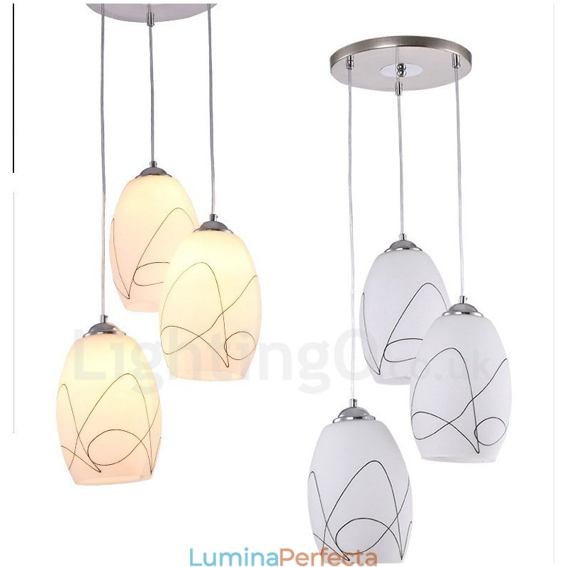 Lampă suspendată din metal, modernă, integrată, cu 3 lumini