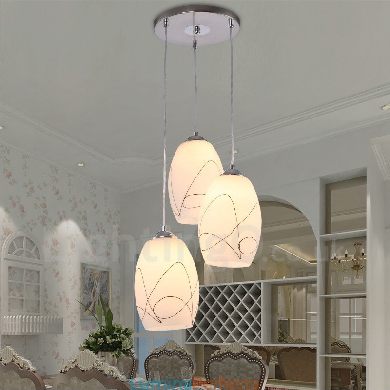 Lampă suspendată din metal, modernă, integrată, cu 3 lumini
