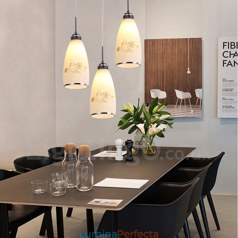 Lampă suspendată din metal, modernă, integrată, cu 3 lumini