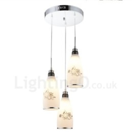 Lampă suspendată din metal, modernă, integrată, cu 3 lumini