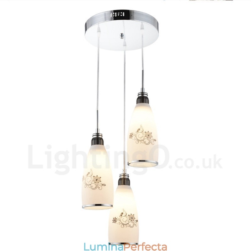 Lampă suspendată din metal, modernă, integrată, cu 3 lumini