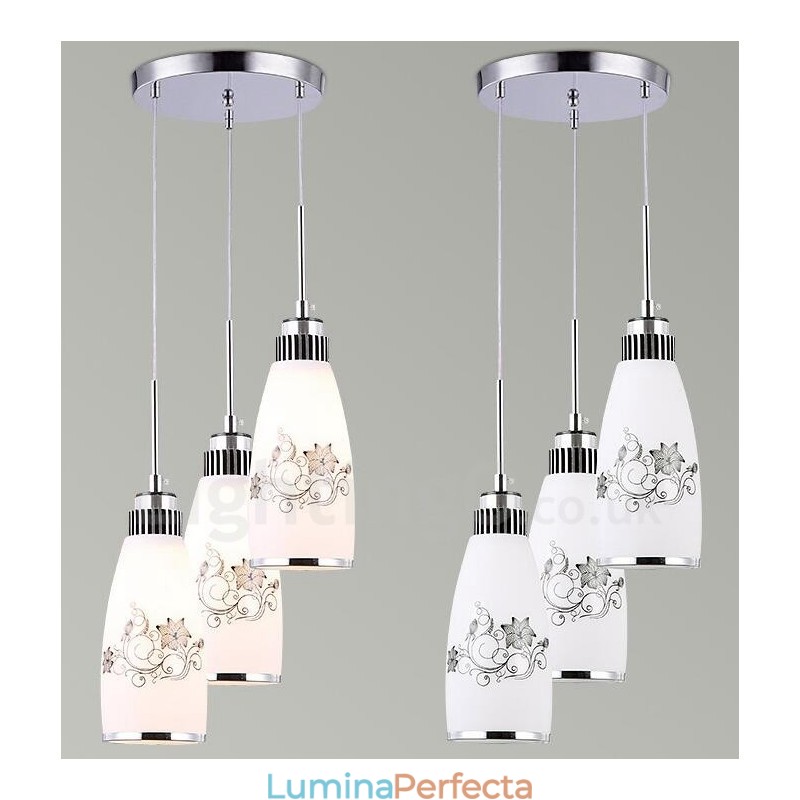 Lampă suspendată din metal, modernă, integrată, cu 3 lumini