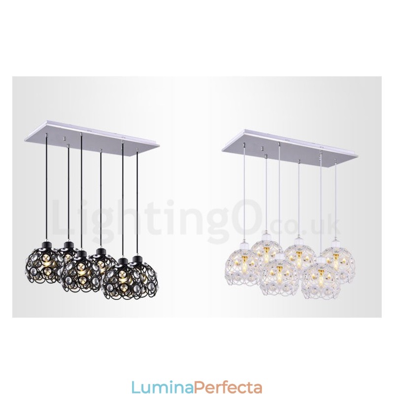 Lumină suspendată integrată Rustic Lodge cu 6 lumini