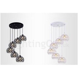 Lumină suspendată integrată Rustic Lodge cu 6 lumini