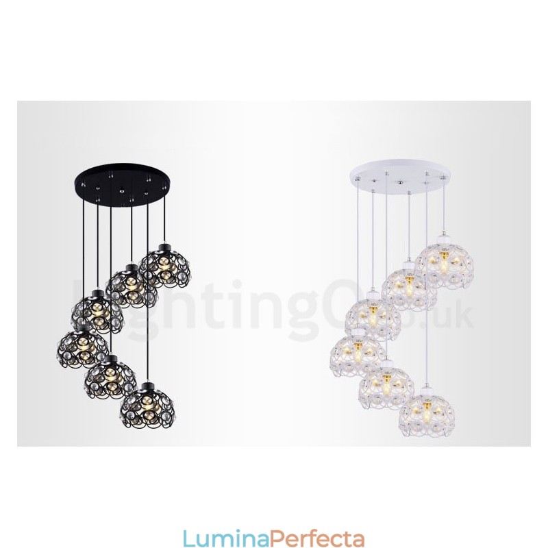 Lumină suspendată integrată Rustic Lodge cu 6 lumini