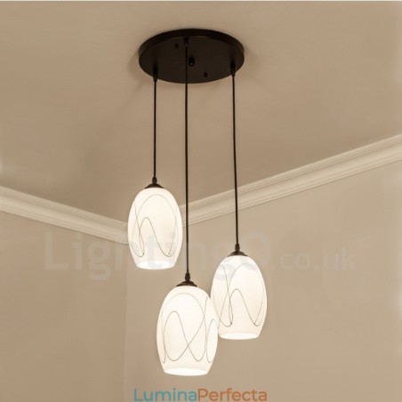 Lampă suspendată metalică integrată Rustic Lodge cu 3 lumini