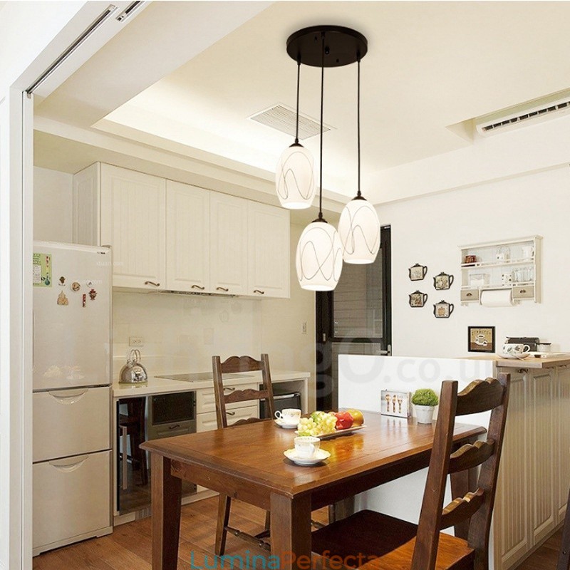Lampă suspendată metalică integrată Rustic Lodge cu 3 lumini