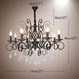 8 Cap de lampă de cristal în stil european de iluminat candelabru metalic