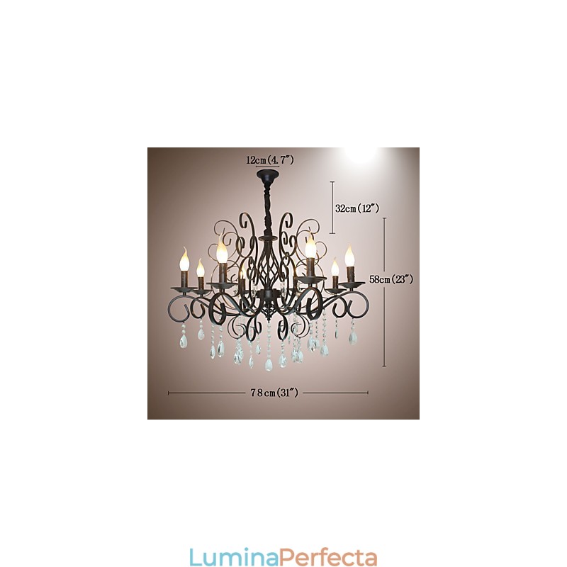 8 Cap de lampă de cristal în stil european de iluminat candelabru metalic