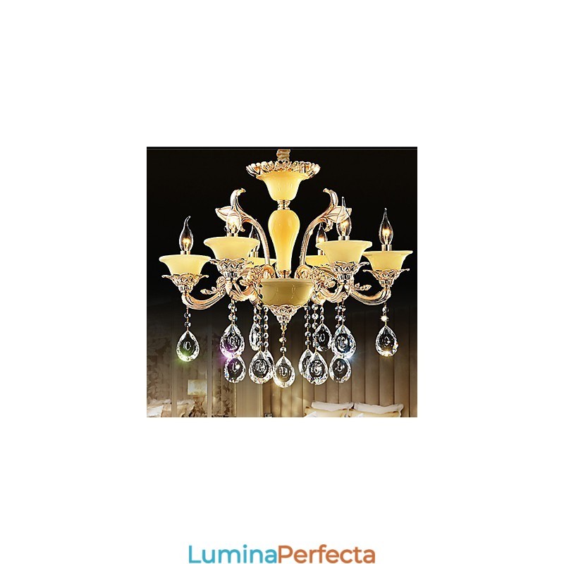 Lampă suspendată din cristal european Lampă suspendată cu cristal din aliaj de zinc