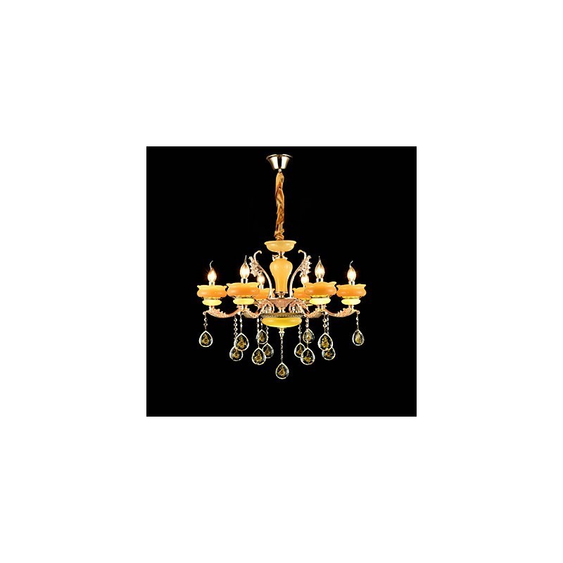 Caracteristică tradițională clasică din aliaj de zinc pentru candelabru din metal cu 6 becuri în stil mini cristal