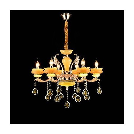 Caracteristică tradițională clasică din aliaj de zinc pentru candelabru din metal cu 6 becuri în stil mini cristal Caracteristică tradițională clasică din aliaj de zinc pentru candelabru din metal cu 6 becuri în stil mini cristal