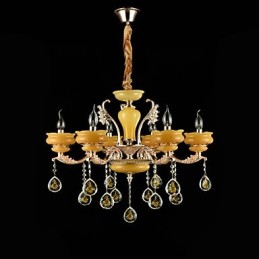 Caracteristică tradițională clasică din aliaj de zinc pentru candelabru din metal cu 6 becuri în stil mini cristal