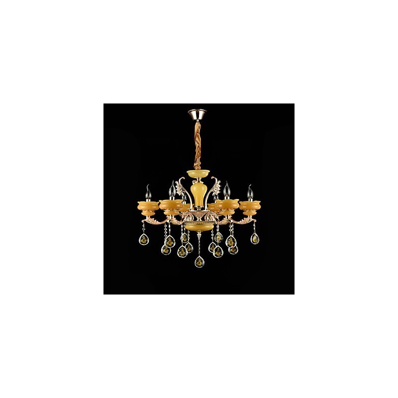 Caracteristică tradițională clasică din aliaj de zinc pentru candelabru din metal cu 6 becuri în stil mini cristal