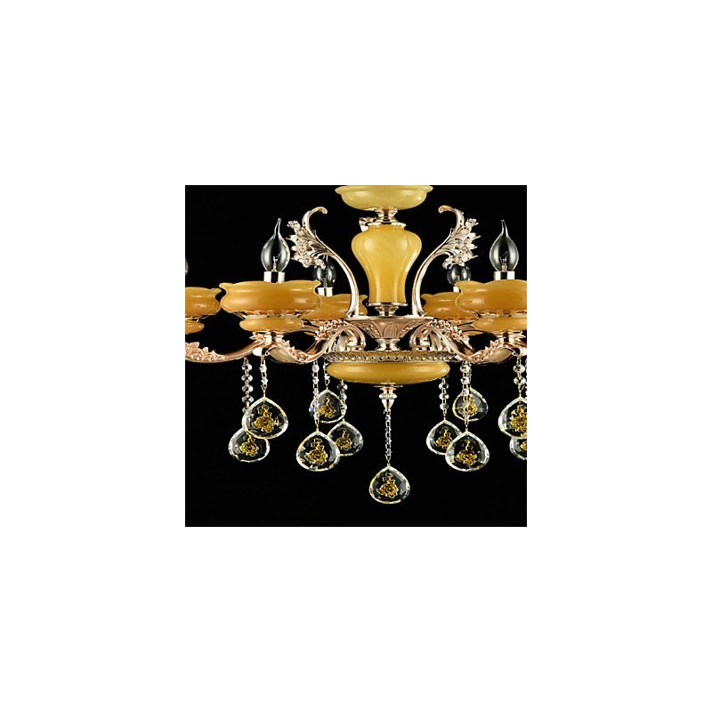 Caracteristică tradițională clasică din aliaj de zinc pentru candelabru din metal cu 6 becuri în stil mini cristal