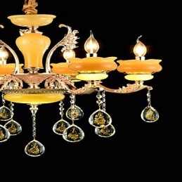 Caracteristică tradițională clasică din aliaj de zinc pentru candelabru din metal cu 6 becuri în stil mini cristal