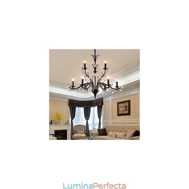 Candelabru de cristal cu 9 lumini Modern Contemporan Tradițional Clasic Vintage Retro Pictură Țară Caracteristică