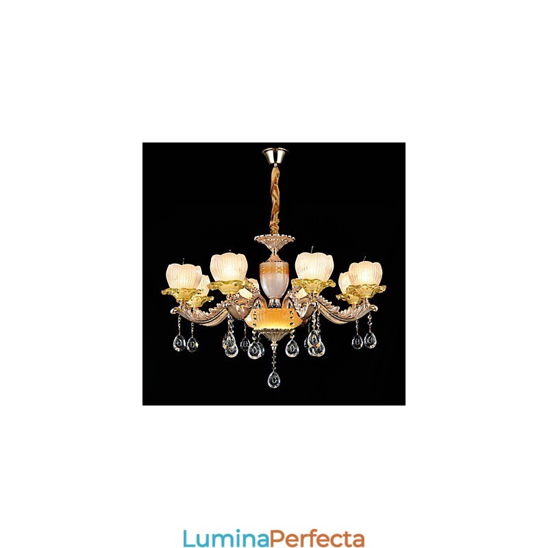 Caracteristică tradițională clasică din aliaj de zinc pentru candelabru din metal cu 8 becuri în stil mini cristal