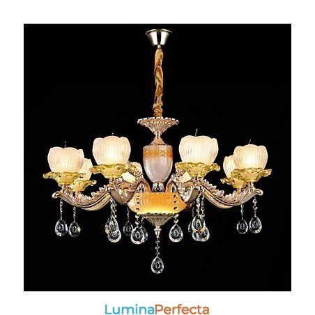 Caracteristică tradițională clasică din aliaj de zinc pentru candelabru din metal cu 8 becuri în stil mini cristal