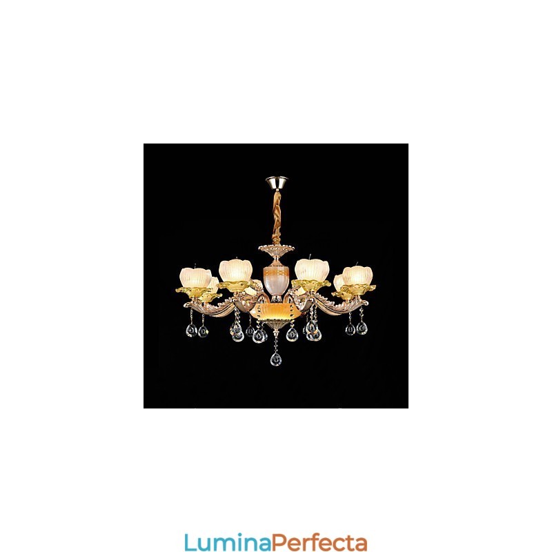 Caracteristică tradițională clasică din aliaj de zinc pentru candelabru din metal cu 8 becuri în stil mini cristal