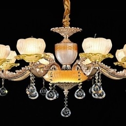 Caracteristică tradițională clasică din aliaj de zinc pentru candelabru din metal cu 8 becuri în stil mini cristal