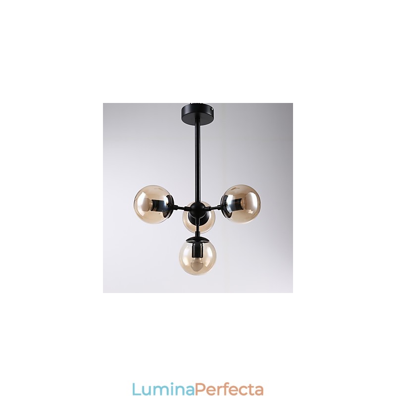 Lampă suspendată cu patru lumini în stil european modern Modo metal, sticlă, candelabru industrial decorat în foaier