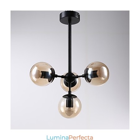 Lampă suspendată cu patru lumini în stil european modern Modo metal, sticlă, candelabru industrial decorat în foaier