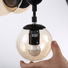 Lampă suspendată cu patru lumini în stil european modern Modo metal, sticlă, candelabru industrial decorat în foaier